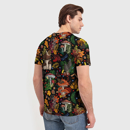 Мужская футболка Фон с лесными грибами / 3D-принт – фото 4