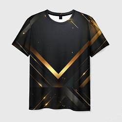 Футболка мужская Gold luxury black abstract, цвет: 3D-принт