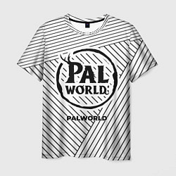 Мужская футболка Символ Palworld на светлом фоне с полосами