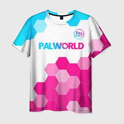 Мужская футболка Palworld neon gradient style посередине