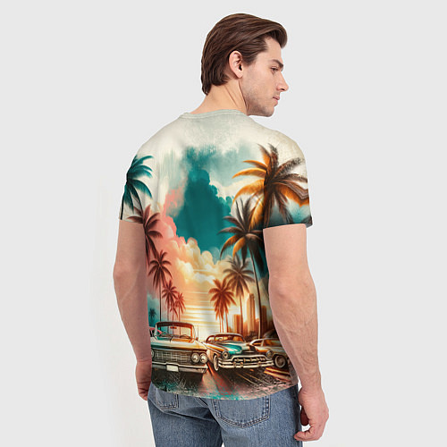Мужская футболка ГТА - пальмы и машины / 3D-принт – фото 4