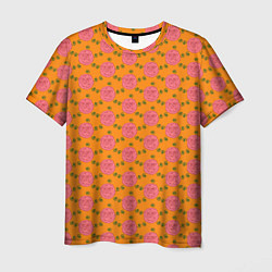 Мужская футболка Паттерн розы с листиками
