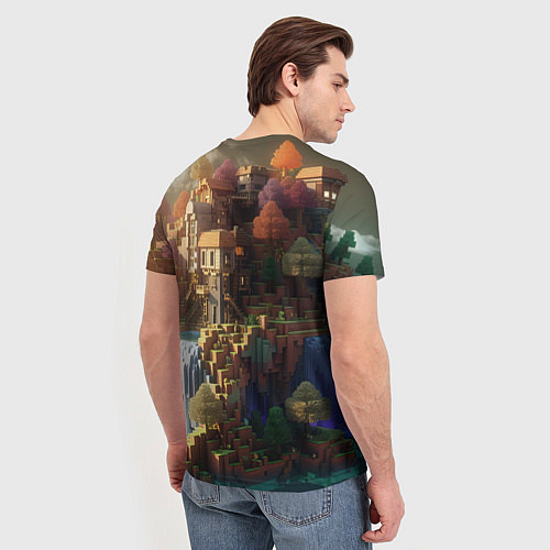 Мужская футболка Minecraft logo горы и реки / 3D-принт – фото 4