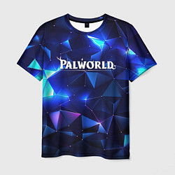 Мужская футболка Palworld логотип и синие блики