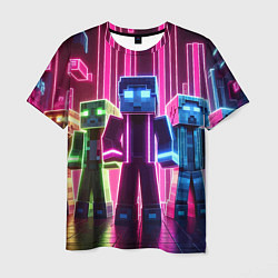 Мужская футболка Minecraft characters - neon glow