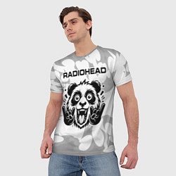 Футболка мужская Radiohead рок панда на светлом фоне, цвет: 3D-принт — фото 2