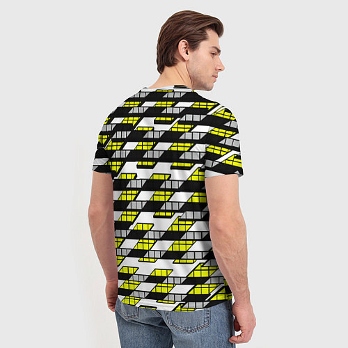 Мужская футболка Жёлтые треугольники и квадраты на белом фоне / 3D-принт – фото 4
