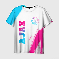 Мужская футболка Ajax neon gradient style вертикально