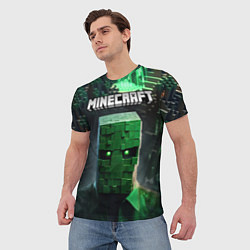 Футболка мужская Minecraft зеленый персонаж каменные джунгли, цвет: 3D-принт — фото 2