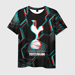 Мужская футболка Tottenham FC в стиле glitch на темном фоне