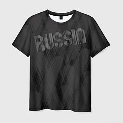 Мужская футболка Russia темно серая надпись