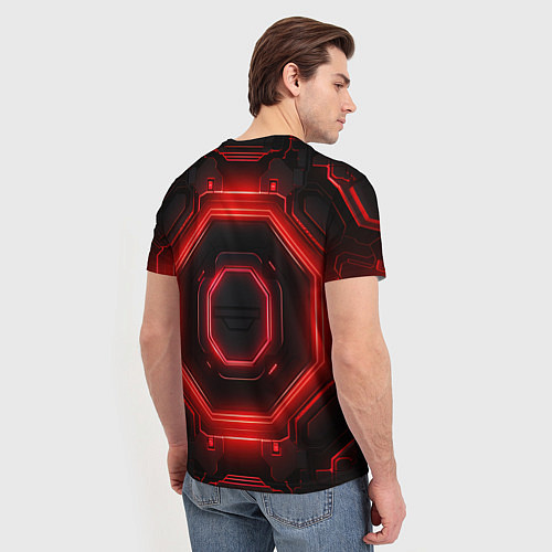 Мужская футболка Nvidia style black and red neon / 3D-принт – фото 4