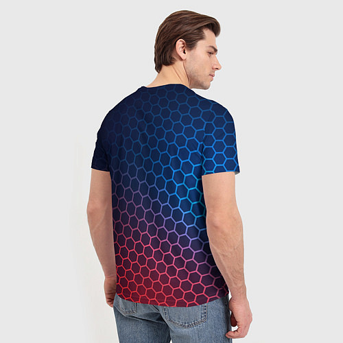 Мужская футболка Hitman неоновые соты / 3D-принт – фото 4