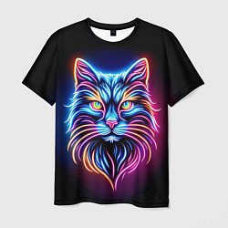 Мужская футболка Суровый неоновый кот