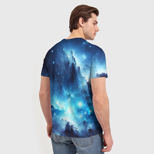 Мужская футболка Космический голубой пейзаж / 3D-принт – фото 4