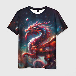 Мужская футболка Красный космический дракон