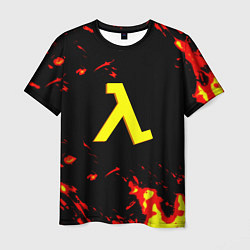 Мужская футболка Half life огненный стиль лава