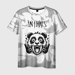 Мужская футболка In Flames рок панда на светлом фоне