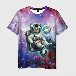 Мужская футболка Brave cat in space - ai art