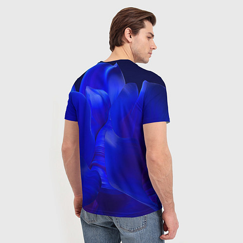 Мужская футболка Неоновый синий цветок / 3D-принт – фото 4