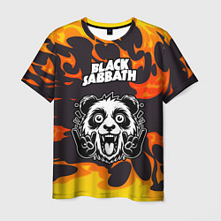 Мужская футболка Black Sabbath рок панда и огонь