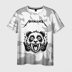 Мужская футболка Metallica рок панда на светлом фоне