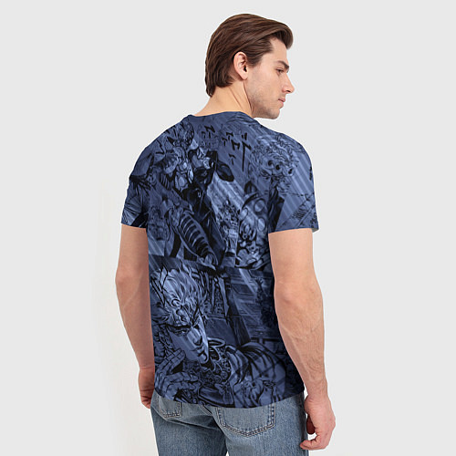 Мужская футболка ДжоДжо на фоне манги / 3D-принт – фото 4