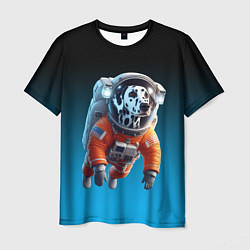Мужская футболка Далматинец космонавт в открытом космосе