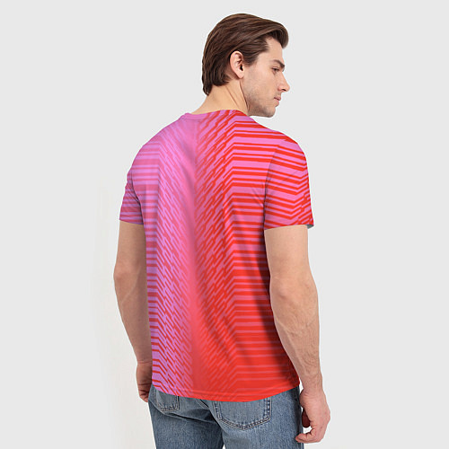 Мужская футболка Красные градиентные линии / 3D-принт – фото 4