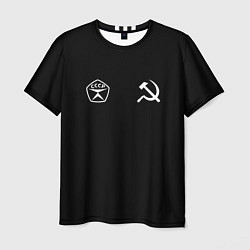 Мужская футболка СССР гост три полоски на черном фоне