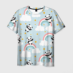 Мужская футболка Панда на радуге