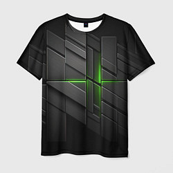 Мужская футболка Футуристическая абстракция с зеленым неоновым свет