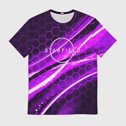 Мужская футболка Starfield game logo neon