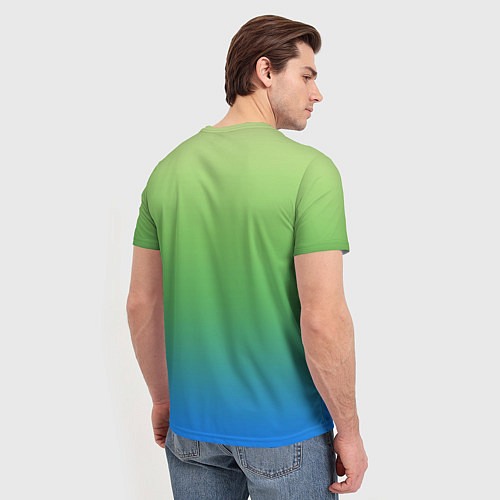 Мужская футболка Градиент зелёно-голубой / 3D-принт – фото 4