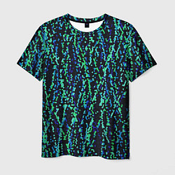 Мужская футболка Тёмный сине-зелёный паттерн мелкая мозаика