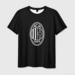 Мужская футболка Milan fc белое лого