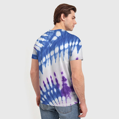 Мужская футболка Сине-фиолетовый узор тай дай / 3D-принт – фото 4
