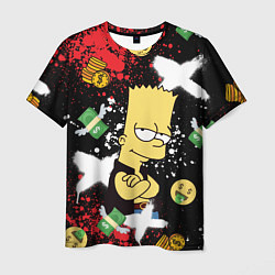 Мужская футболка Барт Симпсон на фоне баксов