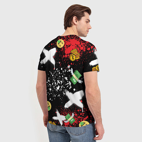Мужская футболка Денежные смайлики и пачки долларов с крыльями / 3D-принт – фото 4