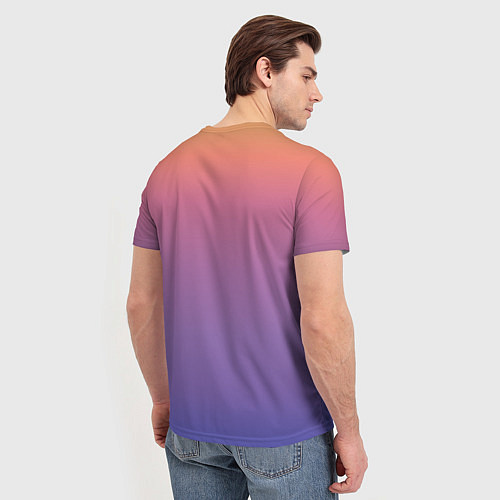 Мужская футболка Градиент закатное небо желтый фиолетовый / 3D-принт – фото 4