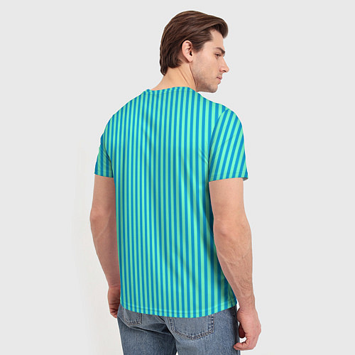 Мужская футболка Зелёно-голубой полосатый / 3D-принт – фото 4