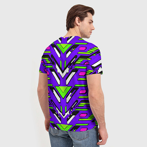 Мужская футболка Техно броня фиолетово-зелёная / 3D-принт – фото 4