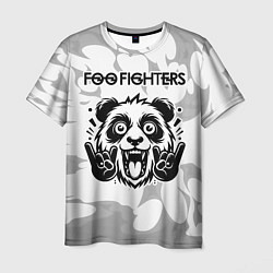 Мужская футболка Foo Fighters рок панда на светлом фоне