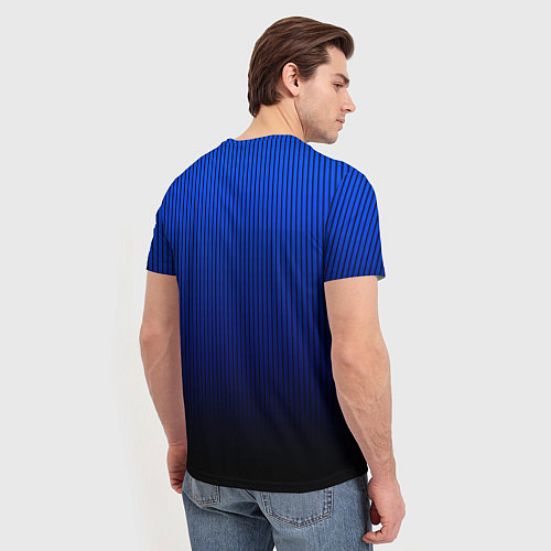 Мужская футболка Полосатый градиент сине-чёрный / 3D-принт – фото 4