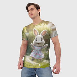 Футболка мужская Забавный белый кролик в платье, цвет: 3D-принт — фото 2