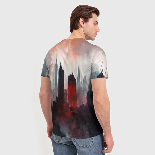 Мужская футболка Акварельные небоскребы / 3D-принт – фото 4