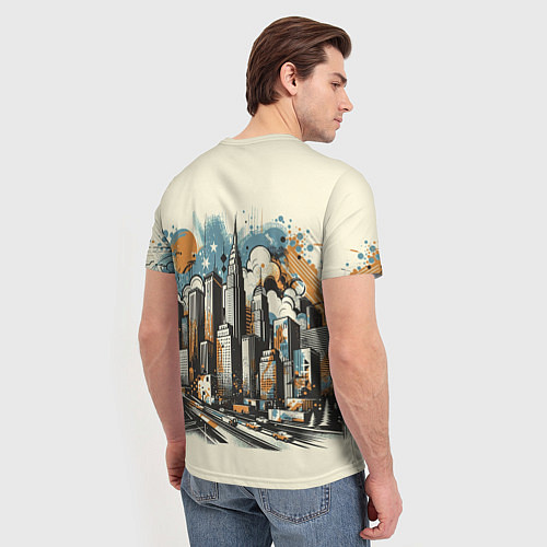 Мужская футболка Рисунок города с небоскребами / 3D-принт – фото 4