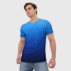Футболка мужская Сине-голубой в вертикальную полоску, цвет: 3D-принт — фото 2