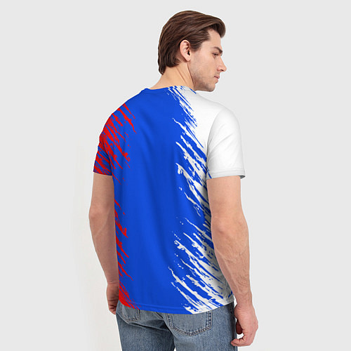 Мужская футболка Триколор штрихи с гербор / 3D-принт – фото 4