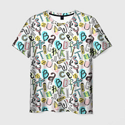Мужская футболка Цветные каракули буквы алфавита
